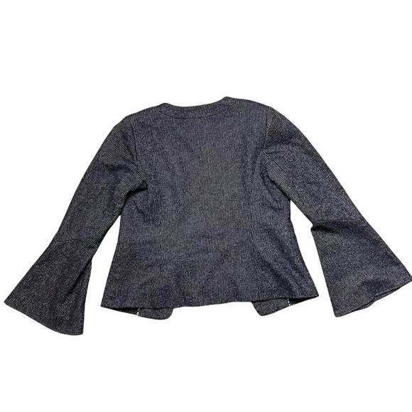 Anthropologie Cartonnier Wool Blend Bell Sleeve Pinstripe Jacket Navy Blue 6 - Picture 3 of 10